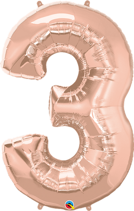 34" Number Three Rose Gold image 0