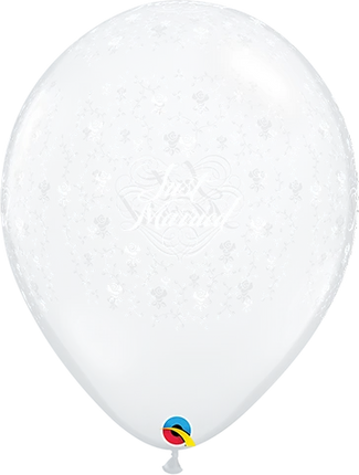 5" Qualatex Just Married-a-round - Diamond clear white ink