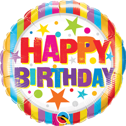 Birthday Stripes & Stars 9" Microfoil image 0