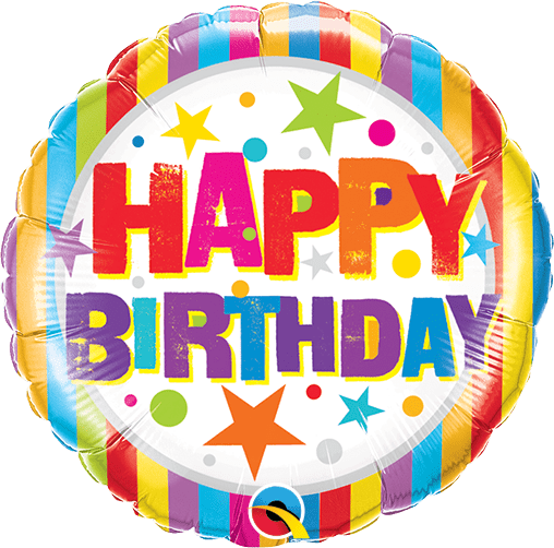 Birthday Stripes & Stars 9" Microfoil image 0