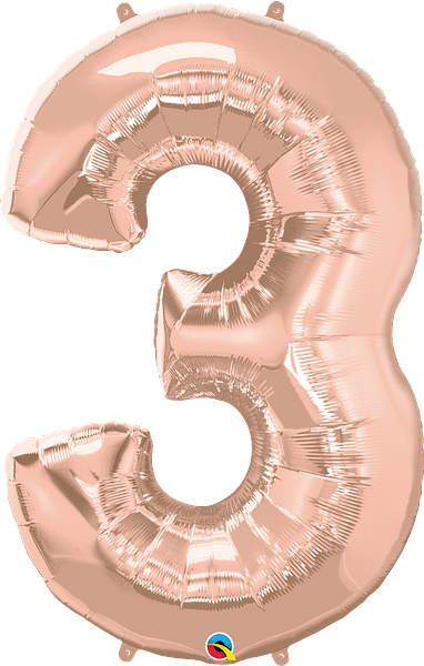 34" Number Three Rose Gold image 0