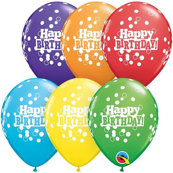 5'' Round Birthday Confetti Dots Assorted (100 per bag) image 0