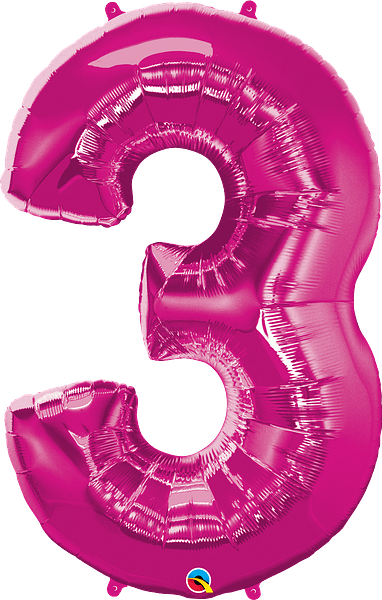 34" Number Three Magenta image 0