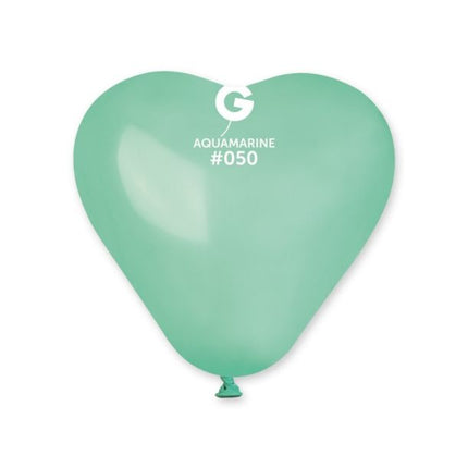 6" Hearts Aquamarine #050 - Gemar