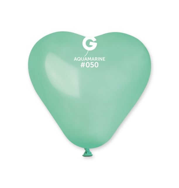 6" Hearts Aquamarine #050 - Gemar