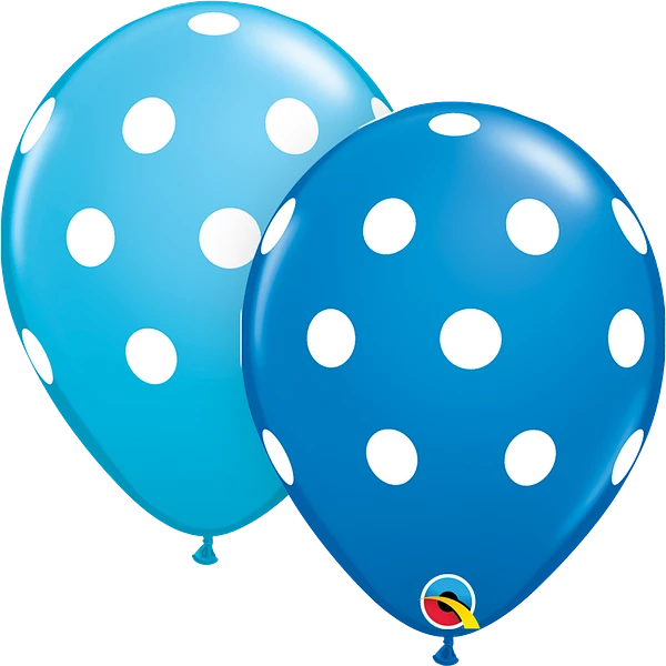 11'' Big Polka Dots (Dark Blue and Robins Egg Blue with white spots)