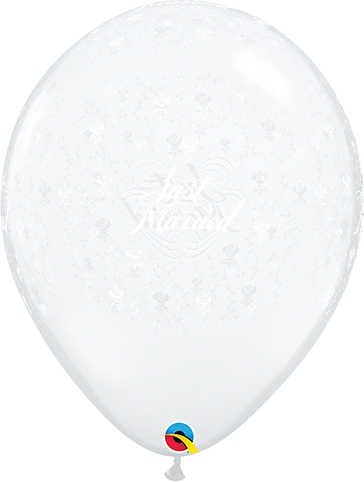 5" Qualatex Just Married-a-round - Diamond clear white ink