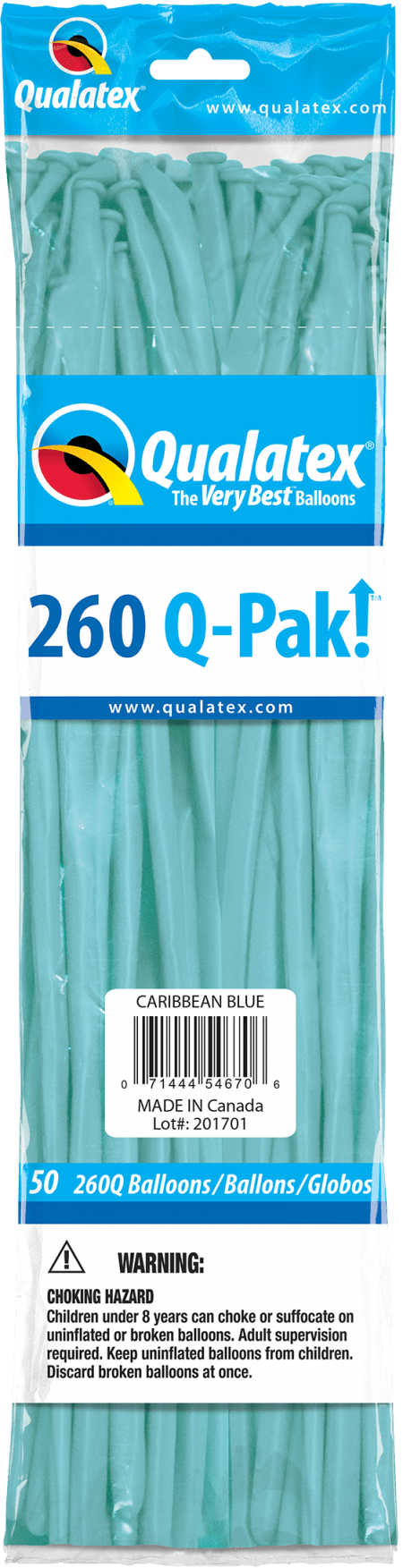 Caribbean Blue Q-Pak Qualatex Modelling Balloons 260Q
