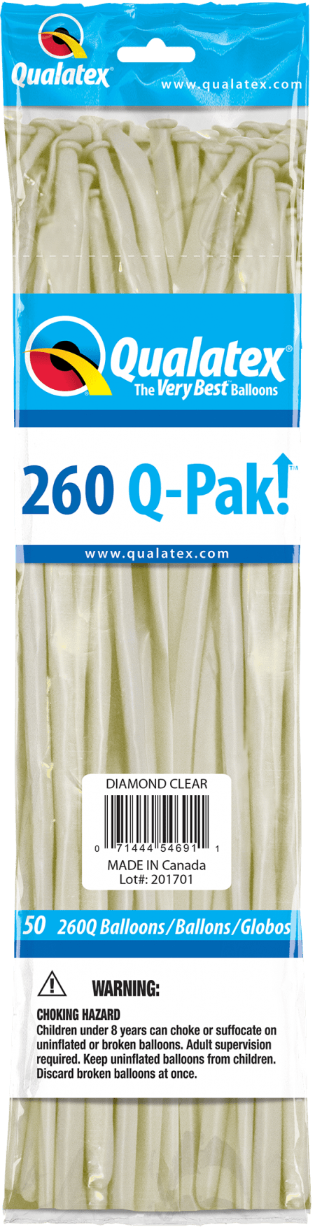 Diamond Clear Q-Pak Qualatex Modelling Balloons 260Q