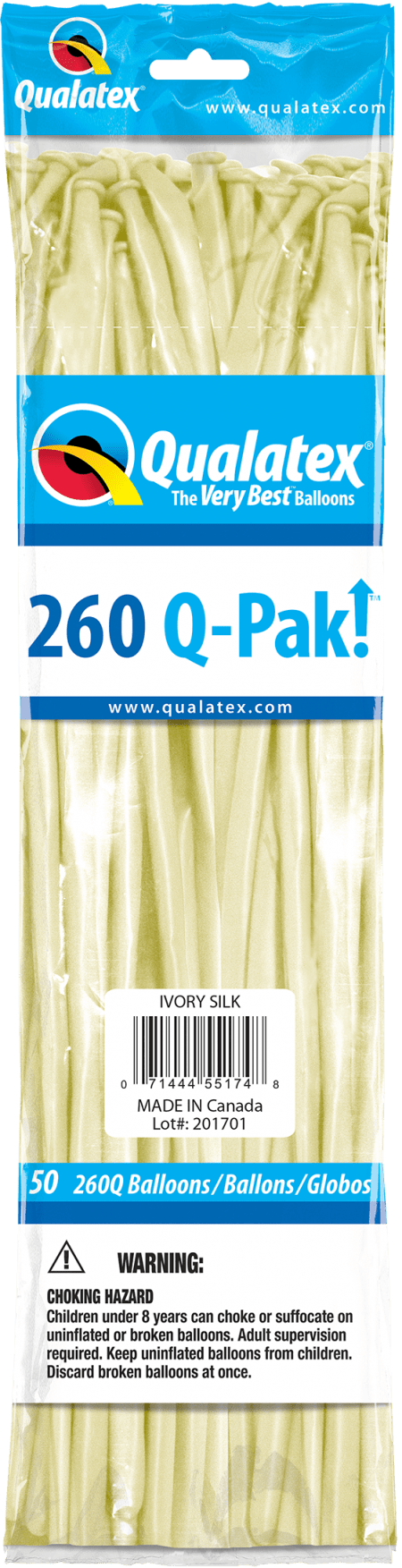 Ivory Silk Q-Pak Qualatex Modelling Balloons 260Q