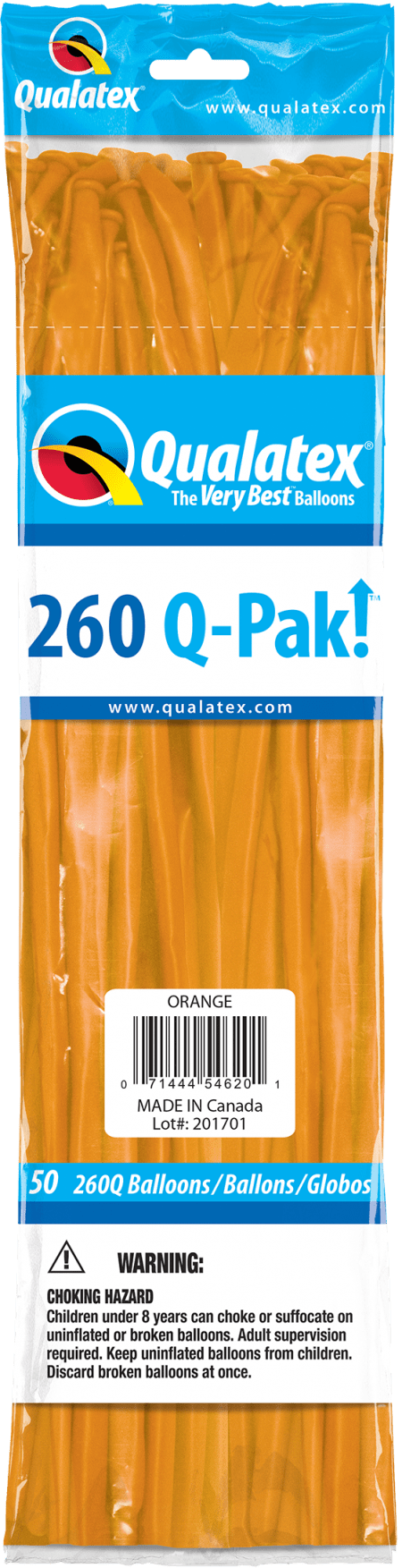 Orange Q-Pak Qualatex Modelling Balloons 260Q