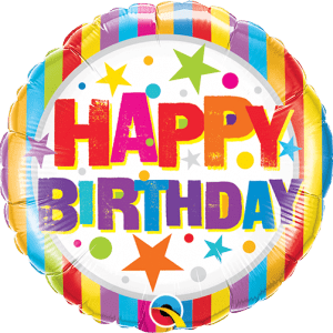Birthday Stripes & Stars 9" Microfoil