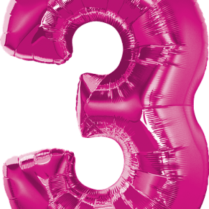 34" Number Three Magenta