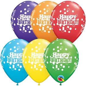 5'' Round Birthday Confetti Dots Assorted (100 per bag)