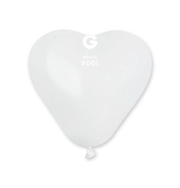 6" Hearts White #001 - Gemar